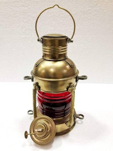 Nautical Antique 10" Ship Lamp Boat Red Oil Lantern By S A HANDICRAFTS