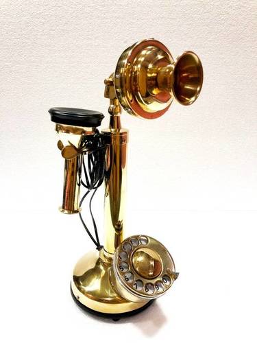 Antique Landline Telephone Vintage Look Rotary Dial Candlestick By S A HANDICRAFTS