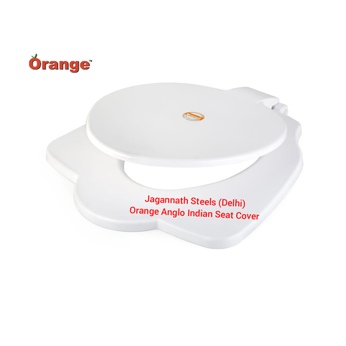 Orange Anglo Indian Toilet Seat Cover - Virgin Plastic PP, Glossy Finish | Easy to Install, Flower Type Design, Universal Fit for EWC Seats