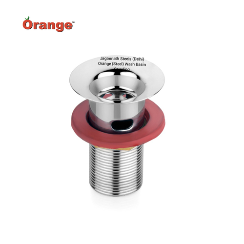 Orange Steel Wash Basin Waste Coupling - Stainless Steel, 3 Inch Size, Grey Color, Glossy Finish | Extra Heavy Brass Nutt, Silicon Warcel for Leak Prevention