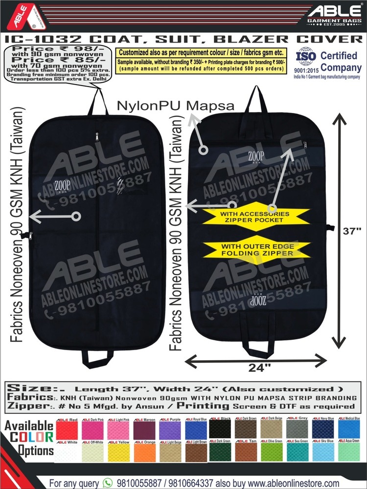 Black Hanging Non Woven Blazer Cover