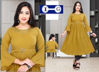 LONG YELLOW KURTI FOR OCCASIONS