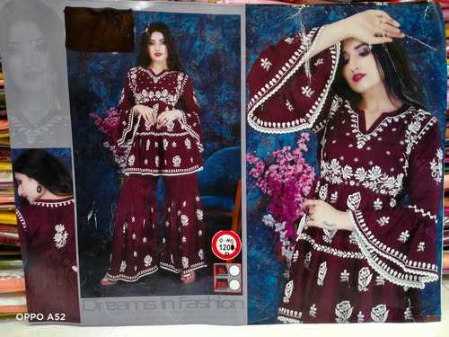 Heavy embroidered maroon set
