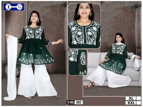 chikankari green kurta By NATRAJ COLLECTION