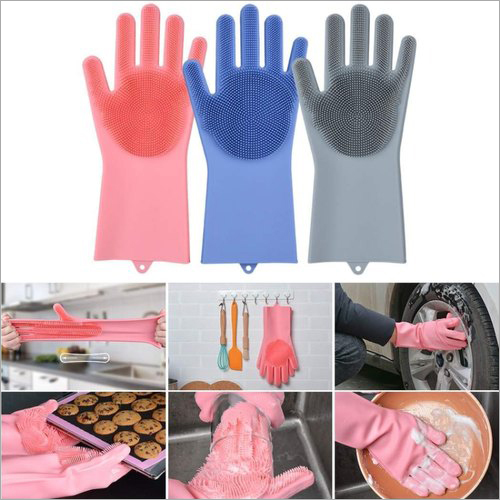 Silicone Magic Cleaning Gloves with Wash Scrubber
