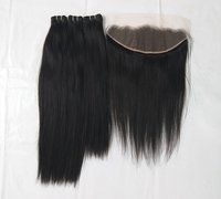 Virgin Unprocessed Indian Human Hair Black Straight Frontal 13x4