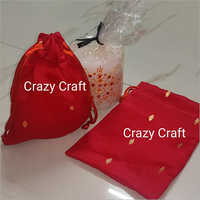 Plain Silk Pouch - Silk Material, Different Sizes Available, Vibrant Red Color | Customizable Designs For Personalized Touch
