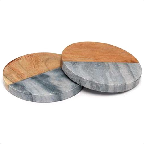 Round Marble And Wood Coasters