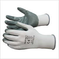 13G Polyester Liner With Nitrile Coating Grey On White Gloves