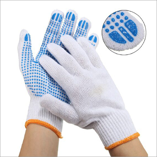 Dotted Blue On White Poly-Cotton Gloves