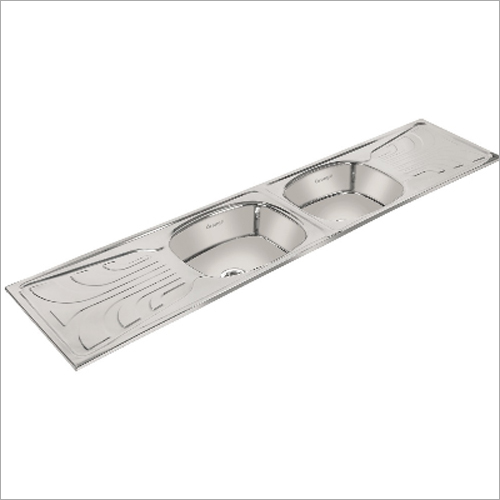 Stainless Steel Double Bowl With Double Drain Board Kitchen Sink