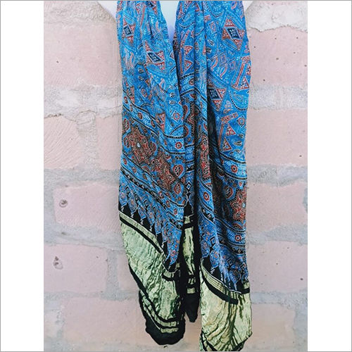 Any Color Ajrakh Aneri Blue Zari Pattern Dupatta