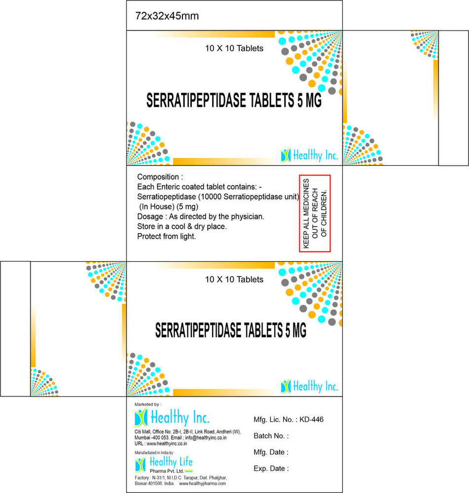 Serratiopeptidase Tablets Generic Drugs