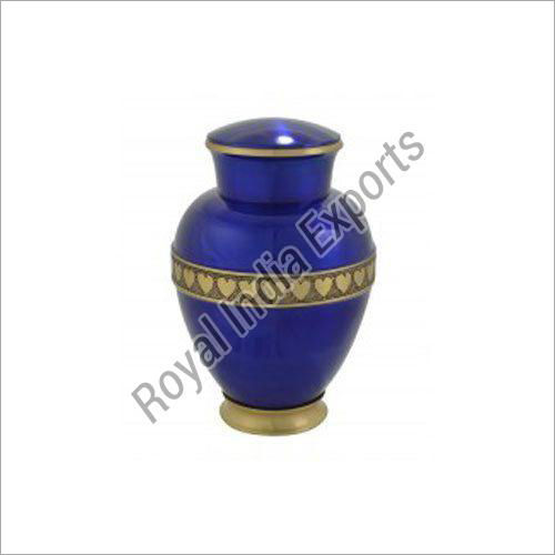 Blue Heart Print Brass Urn