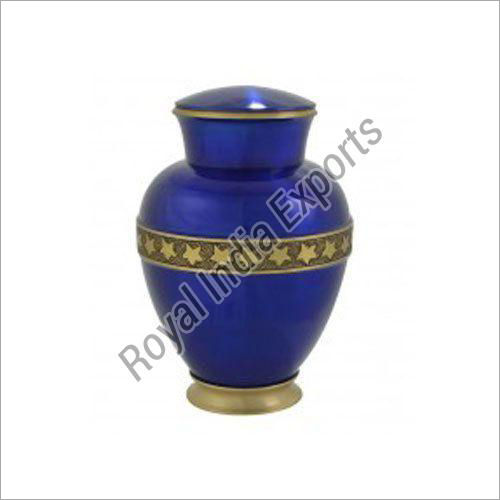 Blue Star Print Brass Urn