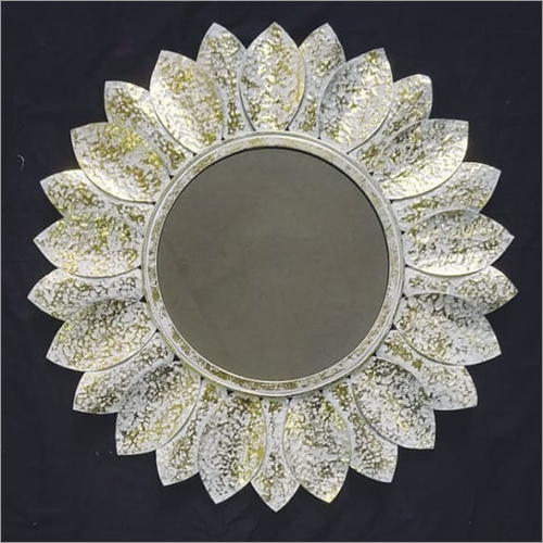 White Round Mirror With Gold Finish