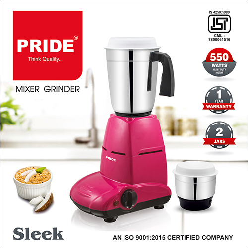 Pink 550W Sleek Series Mixer Grinder