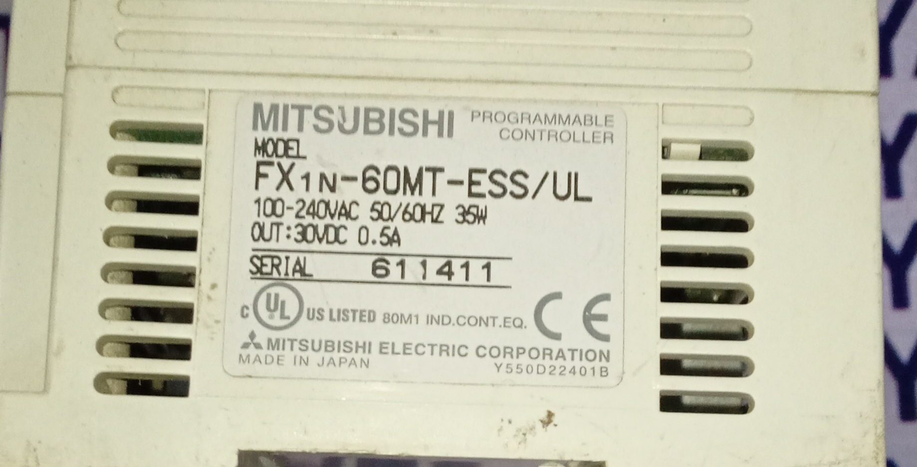 MITSUBISHI PROGRAMMABLE CONTROLLER   FX1N-60MT-ESS/UL