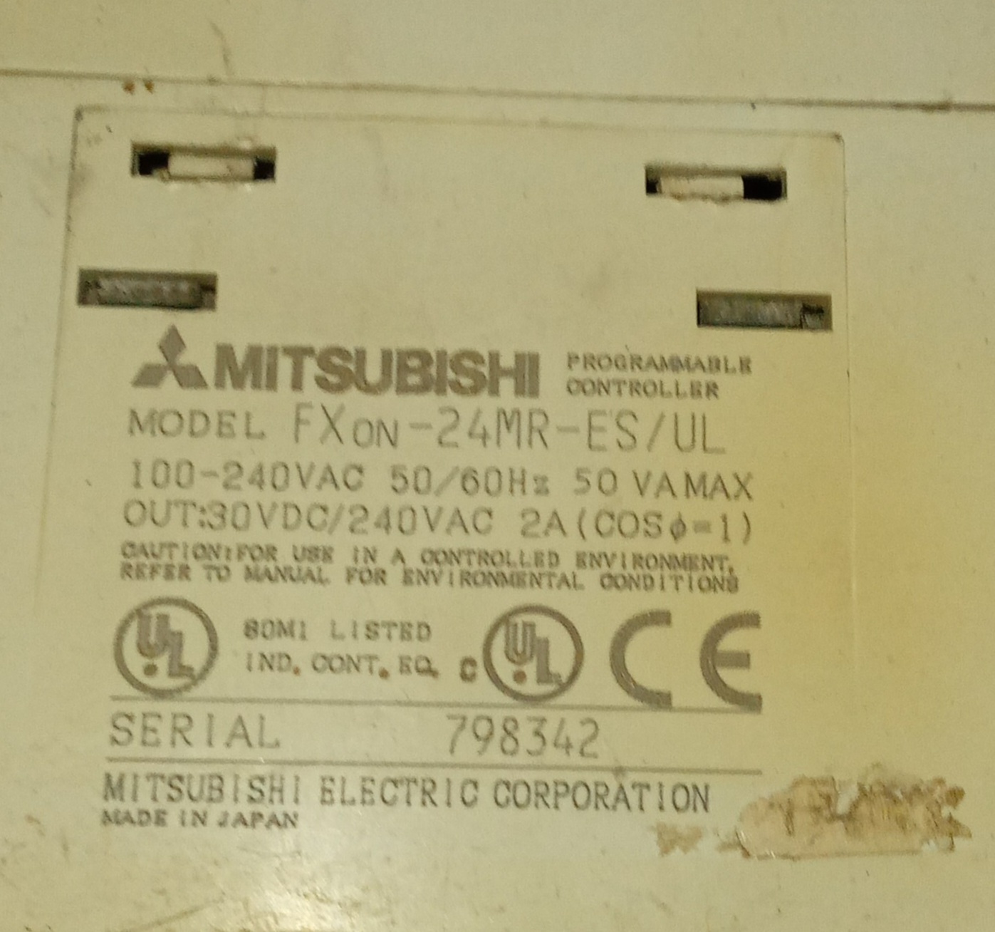 MITSUBISHI PROGRAMMABLE CONTROLLER FX0N-24MR-ES/UL