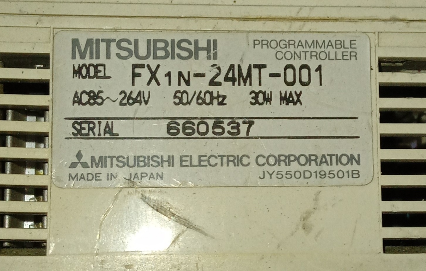 MITSUBISHI PROGRAMMABLE CONTROLLER FX1N-24MT-001