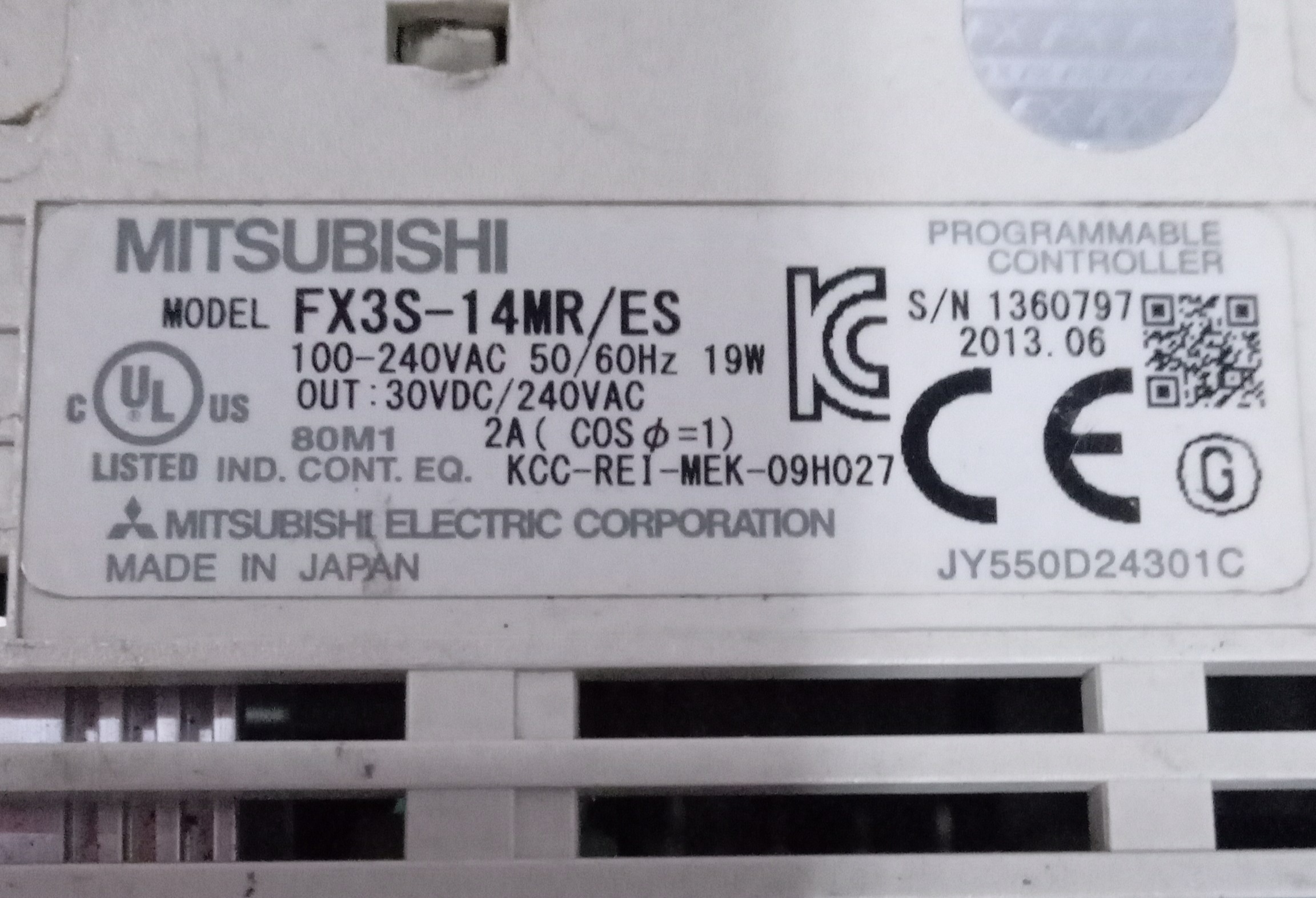 MITSUBISHI PROGRAMMABLE CONTROLLER FX3S-14MR/ES