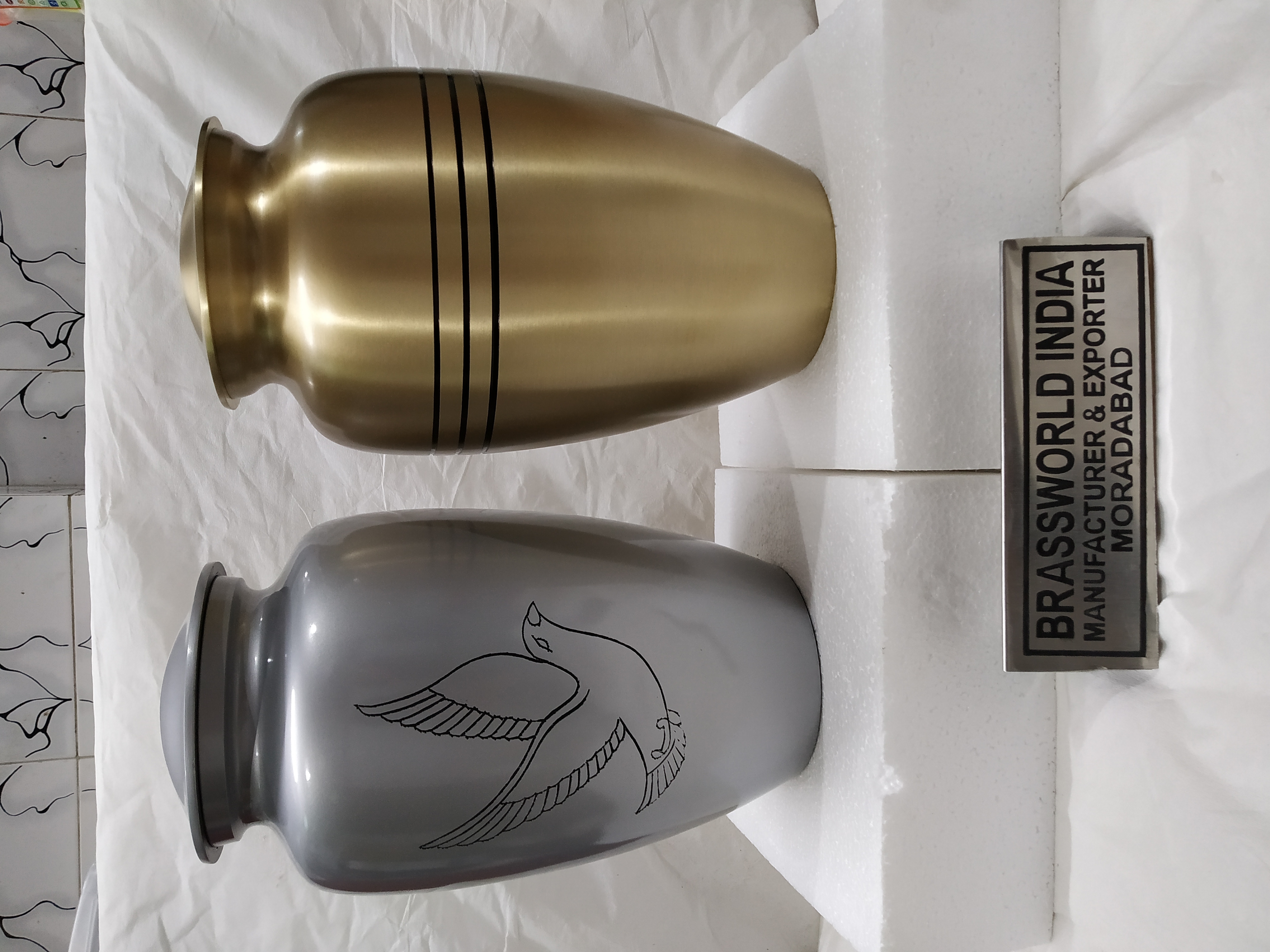 BRASS ANTIQUE CREMATION URN WITH KEEPSAKE CREMATION URN FUNERAL SUPPLIES