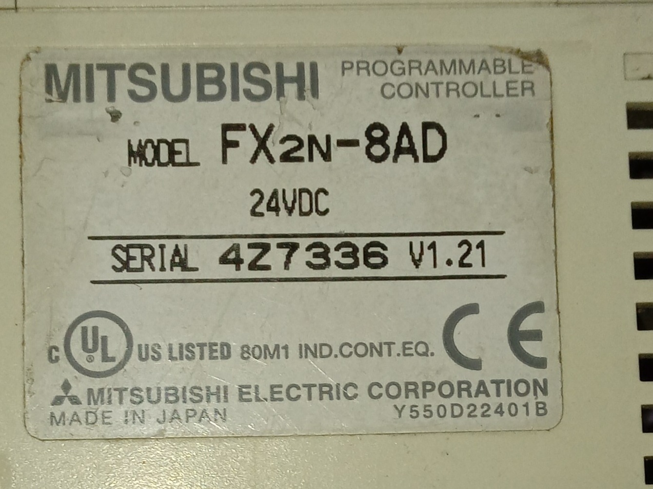 MITSUBISHI ANALOG INPUT MODULE FX2N-8AD