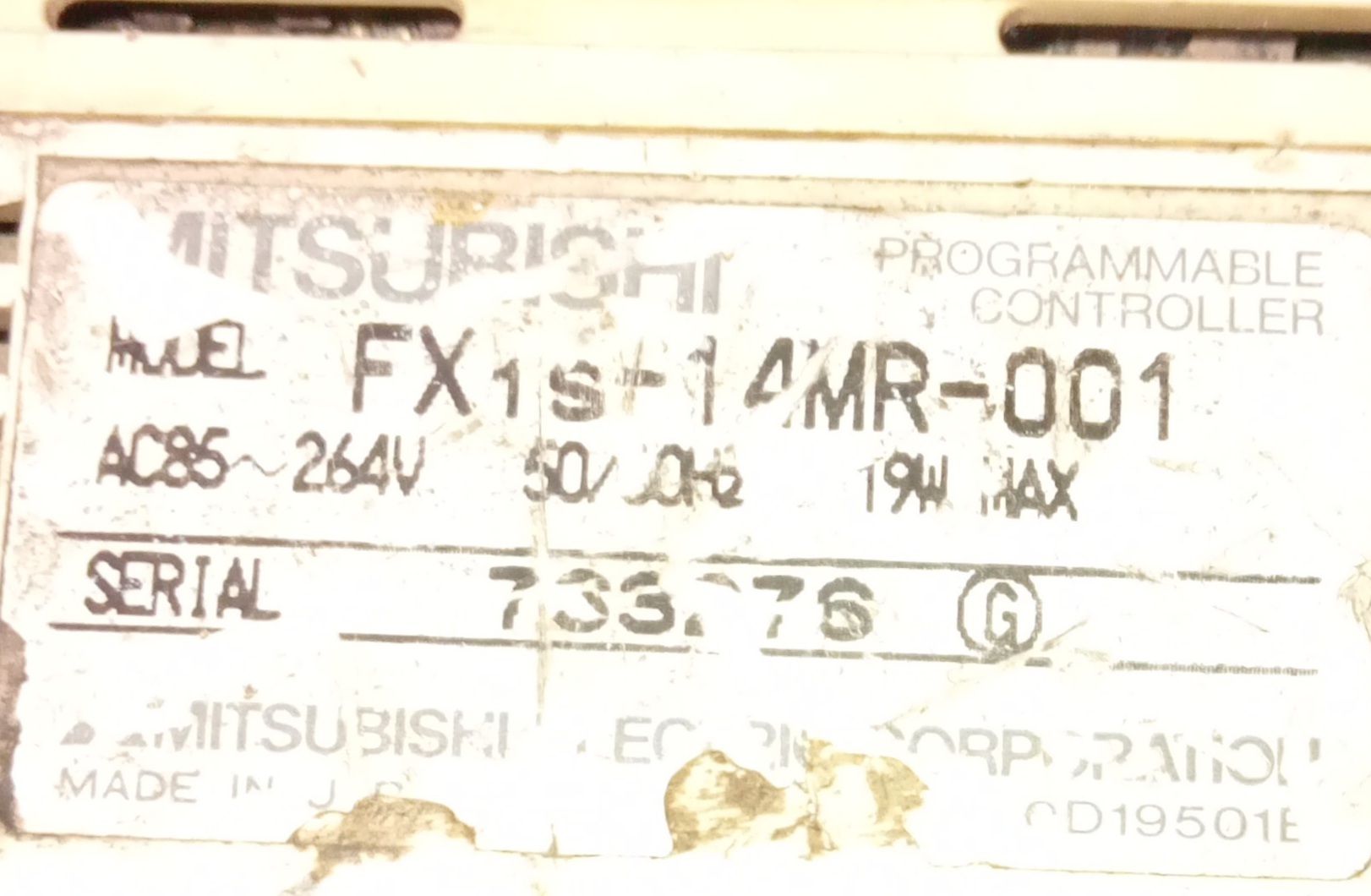 MITSUBISHI PROGRAMMABLE CONTROLLER FX1S-14MR-001