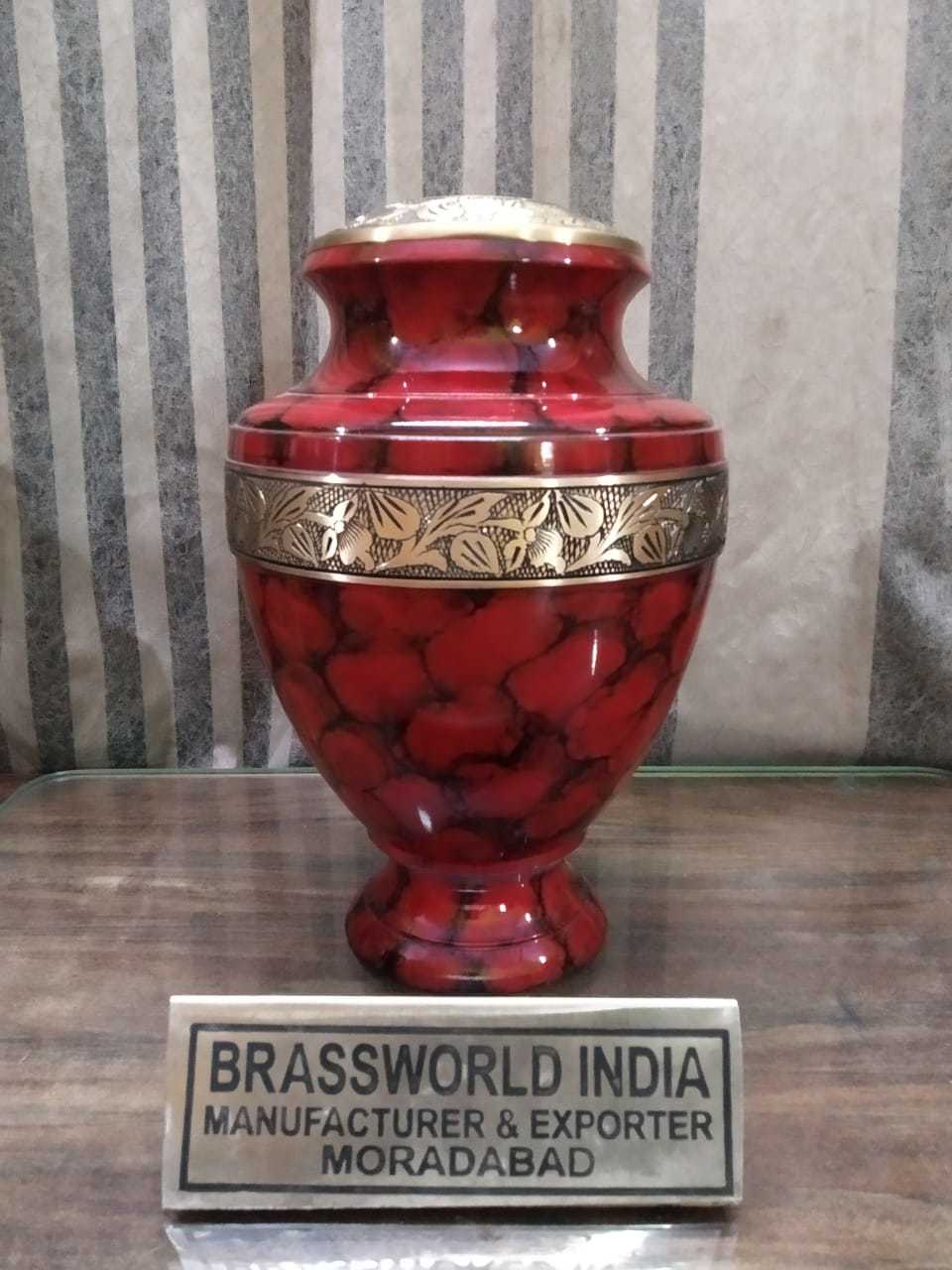 NEW BRASS CREMATION URN BY BRASSWORLD INDIA FUNERAL SUPPLIES