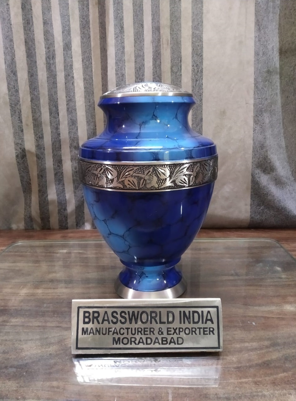 NEW BRASS CREMATION URN BY BRASSWORLD INDIA FUNERAL SUPPLIES