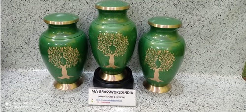 BRASS GREEN TREE ADULT CREMATION URN FUNERAL SUPPLIES