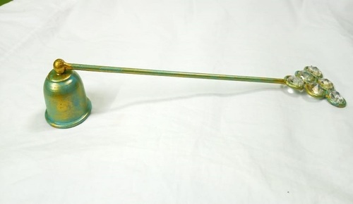 BRASS GREEN COLOURFUL SNUFFER WITH DIAMOND HANDLE