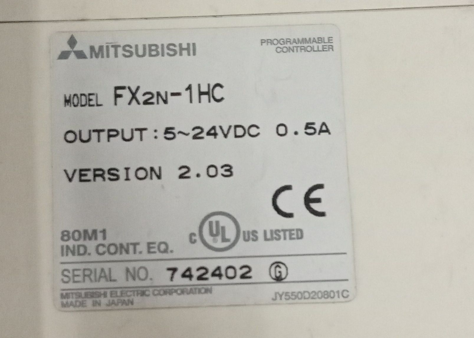 MITSUBISHI PROGRAMMABLE CONTROLLER FX2N-1HC