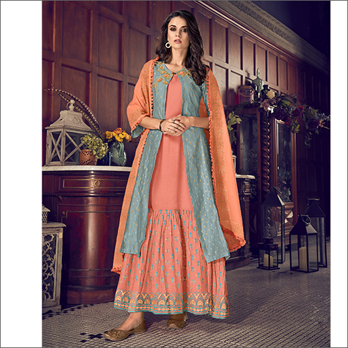 Ladies Cotton Jaquard Silk Salwar Sharara Suit