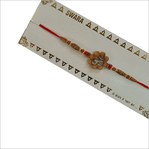 Wood Om Flower Rakhi