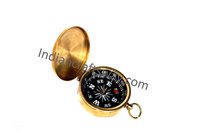 Antique Brass Flat Compass - Color: Gold Polished