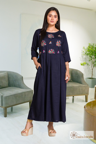 Cotton Embroidery Anarkali Cut Kurti