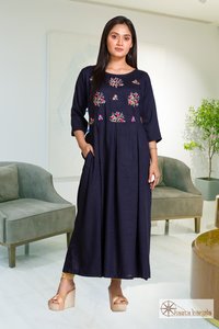 Cotton Embroidery Anarkali Cut Kurti