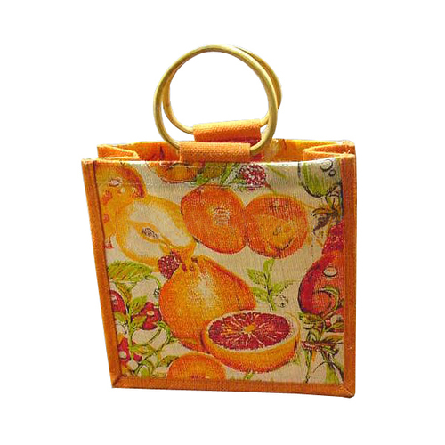 Multi Color Fruit Print Design  Jute Tote Bag