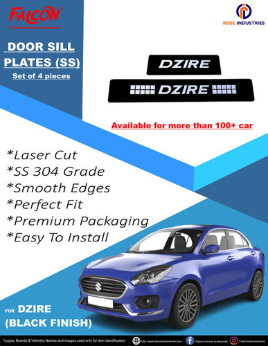 DZIRE BLACK FINISH FOOTSTEPS / DOOR SILL PLATES FOR DZIRE