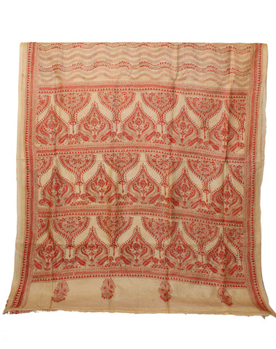 Gachi Tassar Silk Saree With Handcrafted Katha Stitch Design