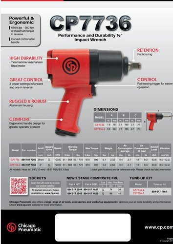 1-2 Heavy Duty Air Impact Wrench Twin Hammer