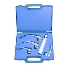 Conxport Laryngoscope Set Miller Stainless Steel 4 Blades Plastic Box