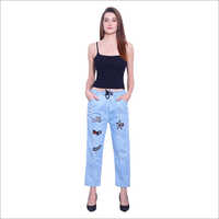 Ladies Printed Denim Jogger
