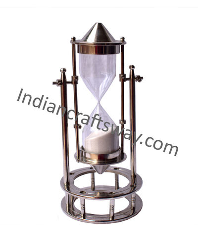 Antique Brass Aluminum Sand Timer 6 Rood Full Nkl Finish - Color: Silver