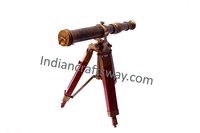 Antique Brass Telescope With Stand Ba Finish 9" Co/pipe Echings - Color: Brown