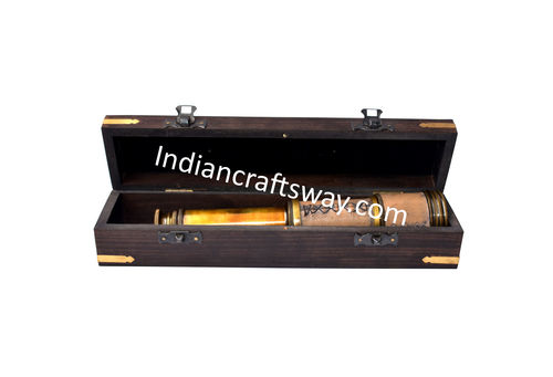 Antique Brass Telescope With Wooden Box 2 Tone Finish - Color: Multi