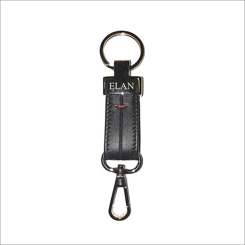 Black Elan Leather Keychain