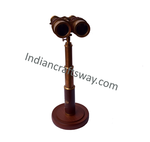 Gold Polished Antique Brass Binocular With Telescope Stand Ba Finish