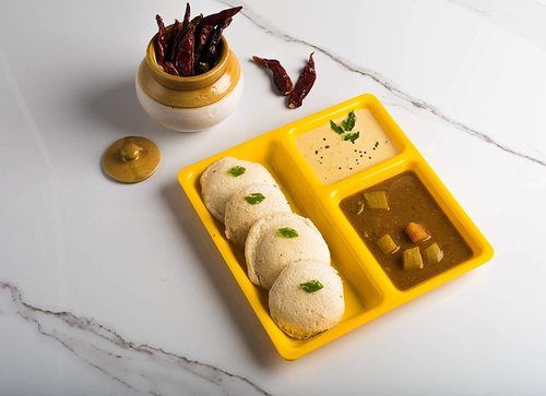 SWIFT INTERNATIONAL Polypropylene (Microwave-Safe) 3-Compartments Divided-Dinner 9 Inches Pav Bhaji Plates(6, Yellow)